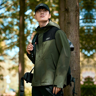 Pioneer Camp 拓路者 防水连帽夹克外套男士秋冬户外防风耐磨拼接外套宽松登山服