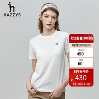 哈吉斯（HAZZYS）女装圆领经典舒适简约款女短袖T恤ASTSE03BX31 160/84A38 米黄色OW