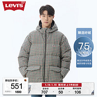 Levi's 李维斯 男士羽绒服时尚格纹中长款舒适连帽加厚保暖情侣外 000 M