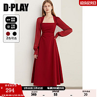 DPLAY 法式复古红色连衣裙