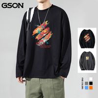 GSON 森马集团旗下GSON春秋款男士纯棉长袖t恤港风宽松款潮流体恤1/2件