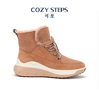 COZY STEPS 可至女雪地靴圆头真皮冬季休闲棉鞋厚底皮毛一体软靴子
