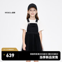little MO&Co.little moco童装24春女童无袖背带牛仔网纱连衣裙KBD1DRST05 牛仔黑色 110/56