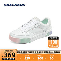 斯凯奇Skechers白色板鞋女款多彩色休闲运动鞋舒适透气185090 39