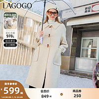 La·go·go 拉谷谷 Lagogo拉谷谷2023冬季新款小众双面呢牛角扣大衣外套女气质中长款