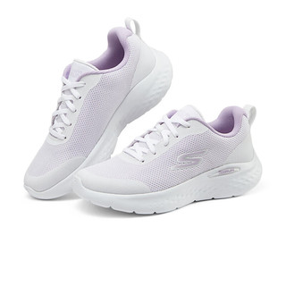 SKECHERS/斯凯奇 轻质缓震 女士跑鞋  白色/薰衣草色/WLV 39