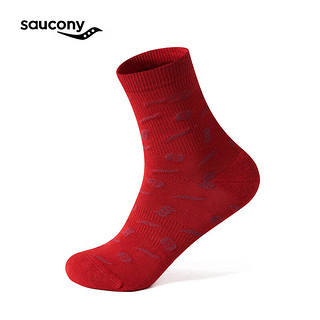 Saucony索康尼新年款专业跑步运动男女同款冬季保暖百搭棉袜子（单双装） 酒红 M