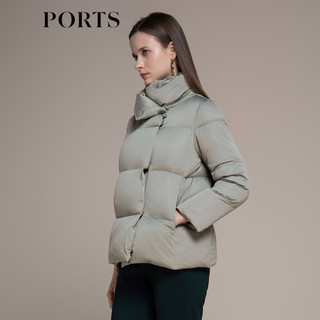 PORTS秋冬女装保暖长袖短羽绒服LM9U086NZP026 矿石灰绿 XS