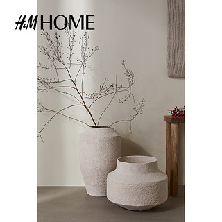 H&M HOME2023家居饰品质朴棉质混凝纸宽花瓶1175519 浅米色 NOSIZE