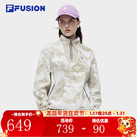 FILA FUSION斐乐潮牌女装上衣女冬时尚休闲宽松加绒外套 淀乳色-LK 160/80A/S