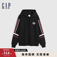 Gap女装冬2023LOGO校园风百搭抓绒宽松连帽衫840929 黑色 175/96A(XXL)亚洲尺码