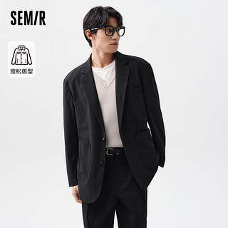 森马（Semir）休闲西服男2024春季简约纯色日常通勤外套时尚质感易打理 黑色90001 165/84A/S