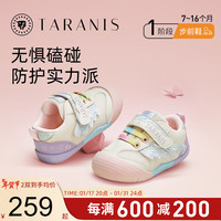 泰兰尼斯童鞋春季女童宝宝鞋婴幼儿婴儿鞋软底防滑宝宝步前鞋 白/紫 20码 内长13.5适合脚长12.3~12.7