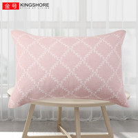 金号枕巾 简约格子纯棉加厚吸汗大枕巾 寝室家用透气枕巾 78*52cm 【网格】红