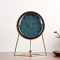Hense 汉时 创意台钟时尚现代艺术时钟摆件客厅桌面座钟坐式台式石英钟HD56蓝