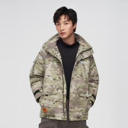 bosideng波司登男士迷彩工装风小廓形短连帽羽绒服