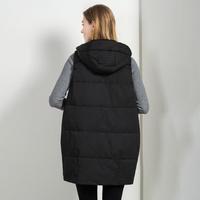 冰洁 BENGEN羽绒服女中长款连帽马甲韩版时尚长款鸭绒背心冬装茧型外套