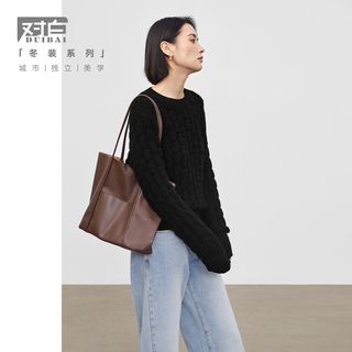 对白 高级感镂空短款毛衣女冬气质简约百搭小众针织衫