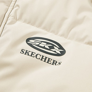 斯凯奇（Skechers）冬季鸭绒保暖三防羽绒服男女同款梭织耐穿不变形羽绒外套 珍珠米白/034H S