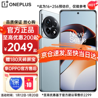 OnePlus 一加 OPPO 一加 Ace 2 满血版骁龙8+处理器 专业渲染芯片 1.5K灵犀屏索尼旗舰5G游戏手机 冰河蓝12+256GB 官方标配