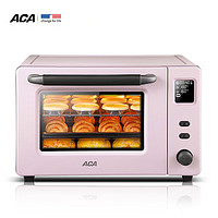 ACA 北美电器 电烤箱家用多功能烘焙电子式独立控温大容量低温发酵 粉红色
