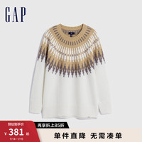 Gap女装冬季2023时尚宽松廓形粗针套头针织衫836323休闲毛衣 白色 175/96A(XXL)