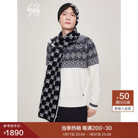 鄂尔多斯1980羊绒加厚双提保暖舒适男长款围巾 黑 190cmX35cm