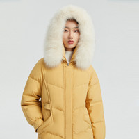 女式羽绒服连帽温柔莫兰迪色小廓形冬季外套高端银狐狸毛领