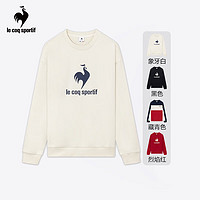 乐卡克（Le coq sportif）法国公鸡男女款24三色系列经典圆领套头衫卫衣 象牙白色/A02 M