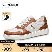 零度Zero板鞋男2024年春季日常舒适休闲运动鞋拼色透气轻便柔软鞋 白棕 41