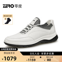零度Zero男鞋2024百搭真皮柔软舒适运动休闲鞋防滑耐磨户外鞋子男 白色 40