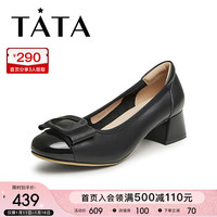 他她(TATA)2024春时尚休闲简约圆头单鞋X8MA3AQ4 黑色 34