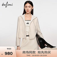 伊芙丽（eifini）伊芙丽连帽假两件短外套女2023冬装1EA112081K 米色 155/80A/S