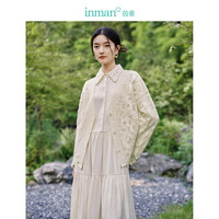 茵曼（INMAN）新中式设计感镂空电绣毛衣2024春女装不规则花型下摆上衣 米白色 S