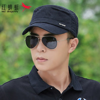 红蜻蜓 RED DRAGONFLY帽子男士春秋四季通用平顶军帽爸爸防晒户外休闲百搭太阳帽鸭舌帽 黑色