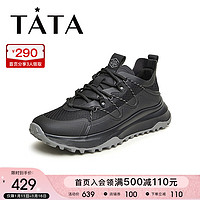 他她（TATA）2024春商场同步舒适百搭休闲男鞋OCA01AM4 黑色 38