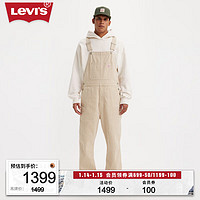 Levi's 李维斯 24春季男士牛仔背带裤条纹拼色休闲 棕白拼色 S