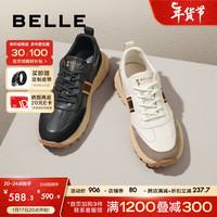 百丽复古休闲鞋男鞋2024春季新商场同轻便厚底户外运动鞋8FE01AM4 黑色 40