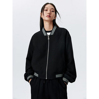 太平鸟设计感棒球外套飞行员夹克女2024春装时尚短款棒球服 黑色(一） S