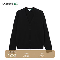 法国拉科斯特 LACOSTE男装23冬季时尚纯色舒适V领针织开衫AH5665 031/黑色 3/170