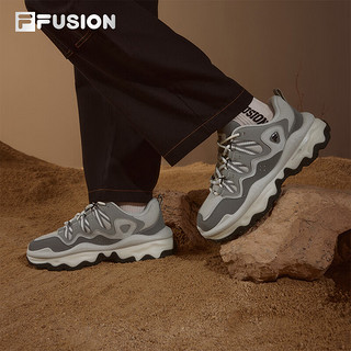 FILA FUSION斐乐潮牌男QD 96 DX未来潮鞋2024春休闲鞋老爹鞋 藕灰/烟灰-VQ 40.5