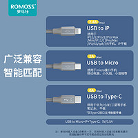 88VIP：ROMOSS 罗马仕 数据线三合一66W快充充电线一拖三6A适用小米苹果华为安卓