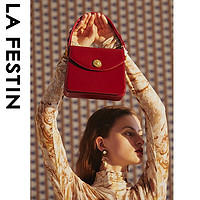 La Festin 拉菲斯汀 包包2021新款潮时尚单肩腋下包简约斜挎红色结婚新娘手提小方包 620930 波尔多红