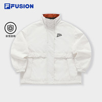 FILA FUSION斐乐潮牌棉服女2024春时尚休闲宽松保暖立领上衣 云白色-WT 160/80A/S