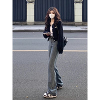 吉闲高级感超好看短款毛衣针织衫女初秋薄款设计感小众外搭开衫上衣潮 黑色 均码