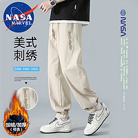 NASA MARVEL 休闲裤男春秋季美式工装百搭男裤休闲潮牌春款裤子 黑色 XL