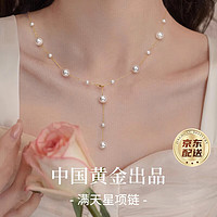 珍·尚银【中国黄金】珍珠银项链女士锁骨链圣诞节饰品 【白金色】满天星项链