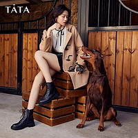 TATA 他她 时尚百搭纯色系带马丁靴女春秋女新款WAC02DD2