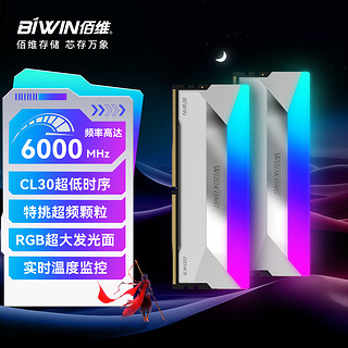 BIWIN 佰维 DX100 DDR5 6000MHz RGB 台式机内存 灯条 星光银 32GB 16GBx2 C30