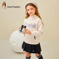 暇步士(Hush Puppies)童装女童连帽卫衣2023冬装儿童卫衣弹力舒适一体绒休闲时尚 奶油色 105cm